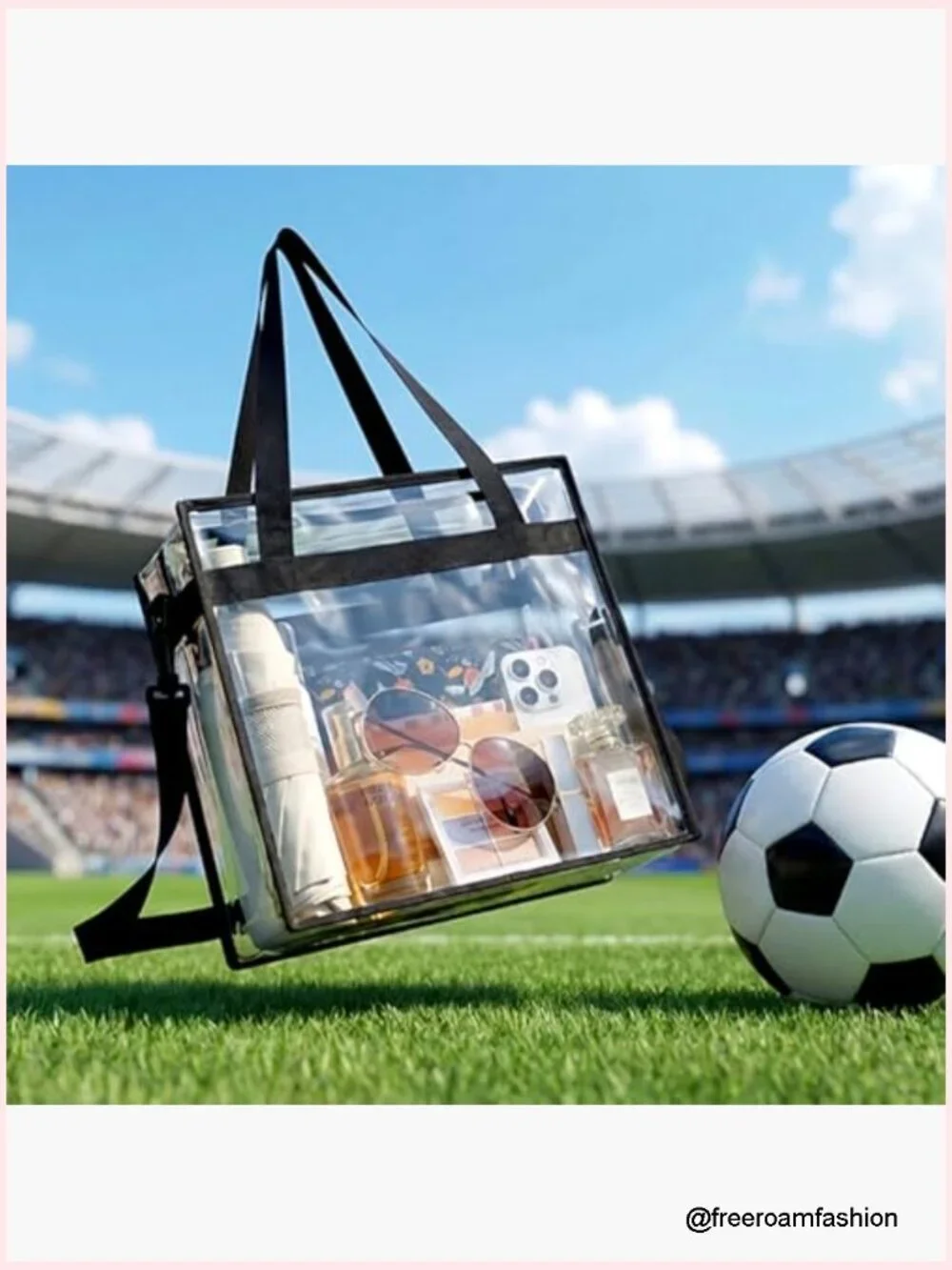 Stadium Approved Clear Tote Bag Crossbody with Adjustable Strap